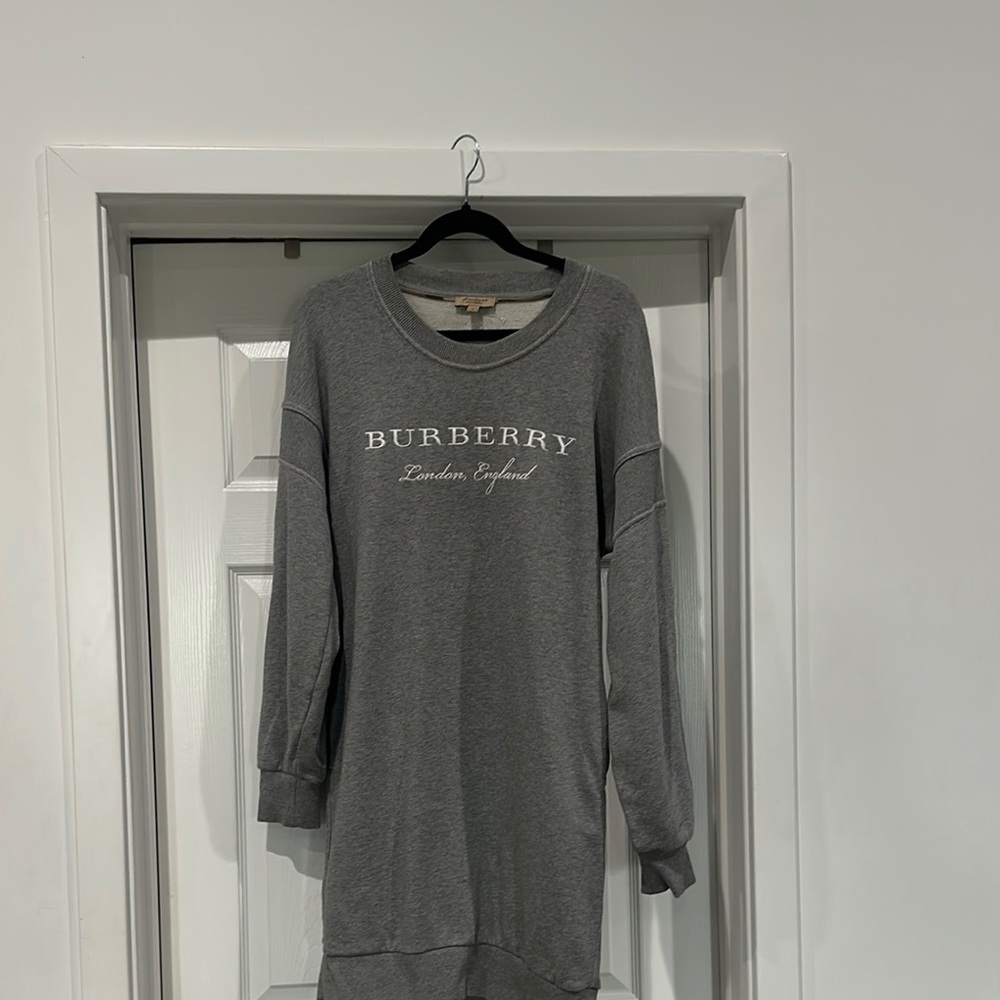 Authentic Burberry Gray Long Sleeve Dress sweatshirt style